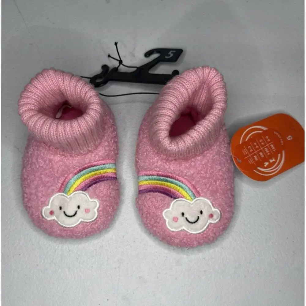 Wonder Nation Baby Girl Rainbow Slippers Pink, Size 5